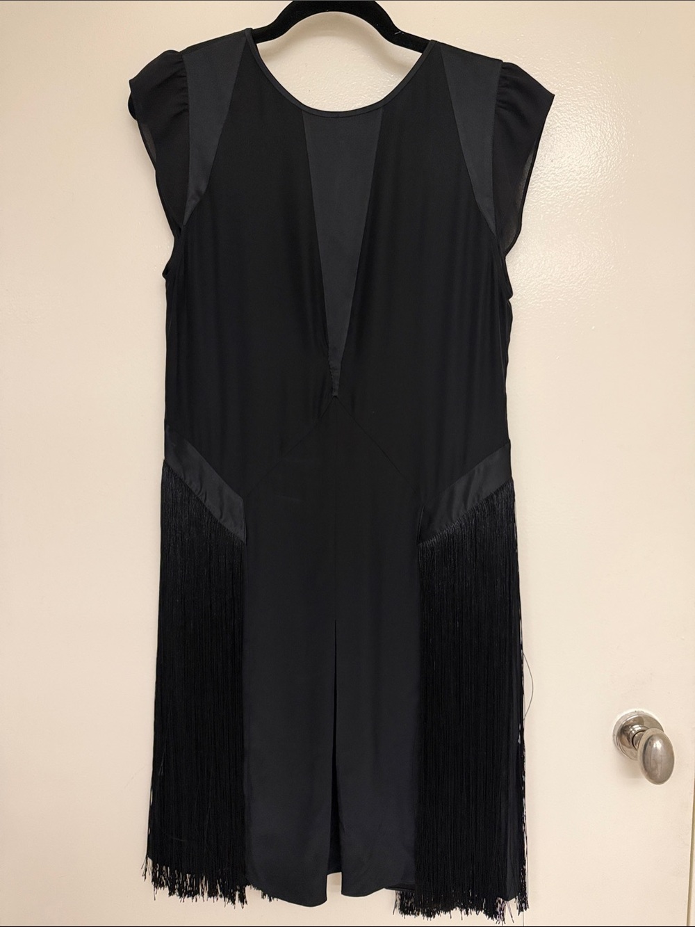 rag & bone Black Fringe-Trim Mini Dress